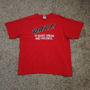 DARE To Resist Drugs and Violence Red‎ Mens L Short Sleeve Shirt